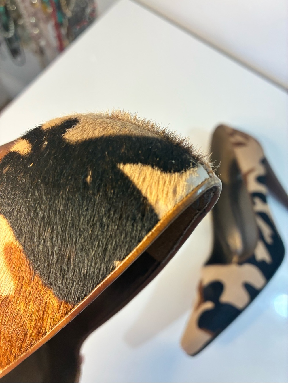 VTG STUART WEITZMAN 10B Women's Camouflage Pointed-Toe High Heels - Brown/Black - Picture 7 of 15